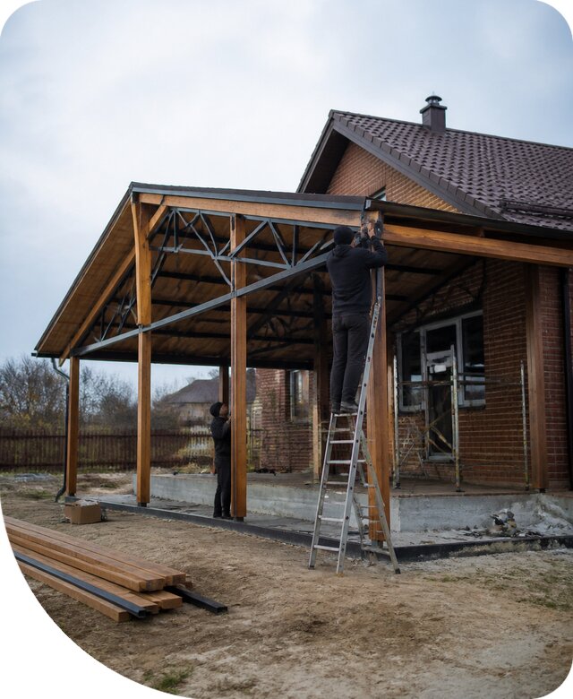 Пристройка навеса к дому и участку в Челябинске под ключ